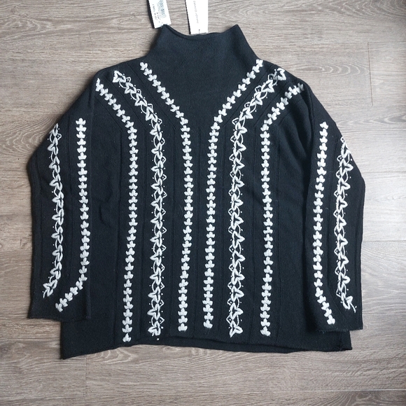 French Connection The Ella wool blend black and white knit sweater Medium M - Picture 7 of 9